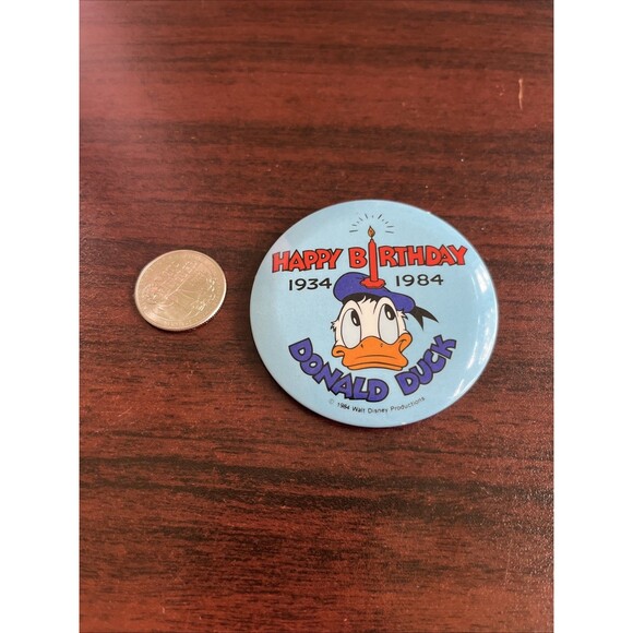 Disney's Donald Duck Happy Birthday 1934-1984 Button Pin - Picture 2 of 3